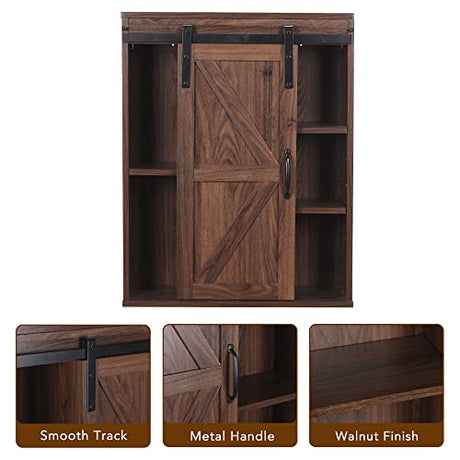 Rustown Rustic Farmhouse Wall Storage Cabinet with Sliding Barn Door RUSTOWN
