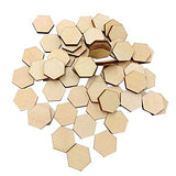 50 Pieces Small Hexagonal Shape Unfinished Wood DIY Crafts Wooden Cutouts Wood Discs Slices for Home DIY Projects Craft Decor, 1.57 Inches/40mm Qingmao