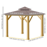 Outsunny 10' x 10' Hardtop Gazebo with Galvanized Steel Double Roof, Wooden Frame, Permanent Pavilion with Ceiling Light Hook, for Garden, Patio, Outsunny