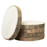 OBTANIM 5 Pcs Natural Wood Slices 6-7 Inch Large Unfinished Round Wooden Circles with Tree Bark for Table Centerpieces DIY Painting Crafts Wedding OBTANIM