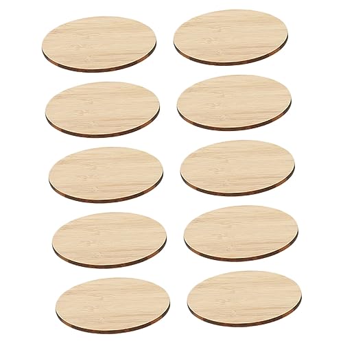 Tofficu 10pcs Round Bamboo Unfinished Circle Graffiti Bamboo Slices Unfinished Bamboo Slices Painting Materials Unfinished Round Chips DIY Graffiti Tofficu