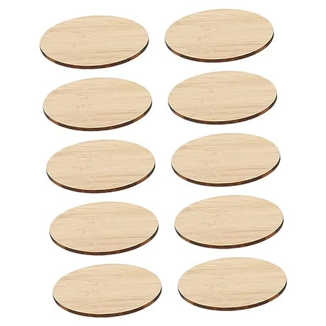 Tofficu 10pcs Round Bamboo Unfinished Circle Graffiti Bamboo Slices Unfinished Bamboo Slices Painting Materials Unfinished Round Chips DIY Graffiti Tofficu