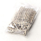 Amosfun Happy Birthday Wood Cutout Words Wooden Confetti Wood Slices for Birthday Party Table Decorations 15pcs Amosfun