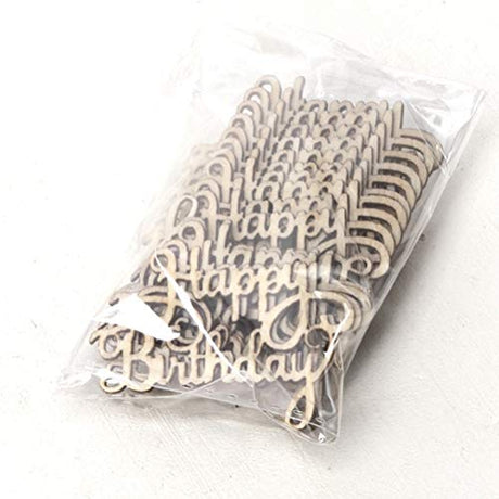 Amosfun Happy Birthday Wood Cutout Words Wooden Confetti Wood Slices for Birthday Party Table Decorations 15pcs Amosfun