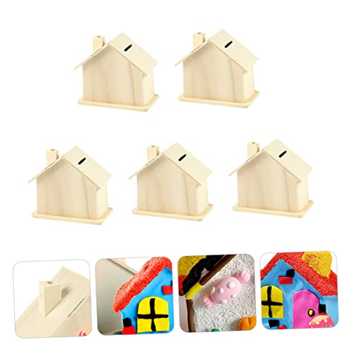 Toddmomy 15 pcs Small House Coin Bank House Craft Kit Unfinished Craft Houses Craft for Kids Unfinished Coin Bank DIY Coin Bank Kid Piggy Bank Doddle Toddmomy