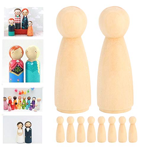 Wooden Peg Doll Bodies, 10pcs 75mm Unfinished People Shapes Wooden People Bodies Angel Dolls for DIY Painting Figure Craft, Female