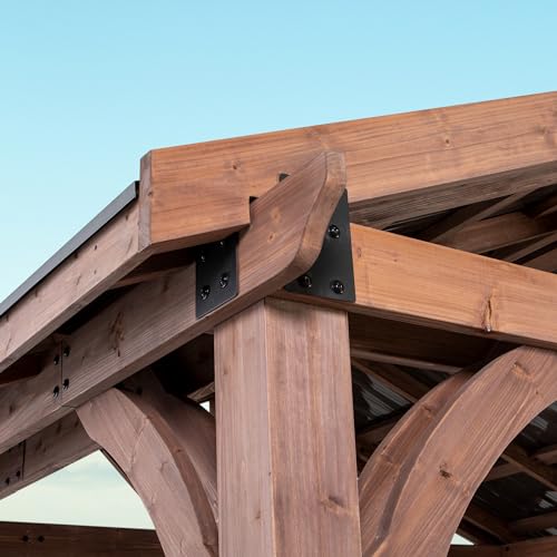 Backyard Discovery Arlington 12x10 All Cedar Gazebo, Walnut, Insulated Steel Roof, Water Resistant, Wind Resistant up to 100 MPH, Withstand 6,391 lbs Backyard Discovery