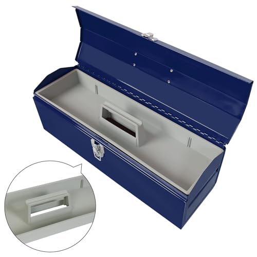 TCE ATB101U-1 Torin Portable Steel Tool Box: 19" Hip Roof Style with Metal Latch Closure and Removable Storage Tray, Blue TCE