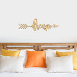 Dream Right Arrow Wood Sign Home Decor Wall Art Hanging Rustic Unfinished 12" x 4" Woodums
