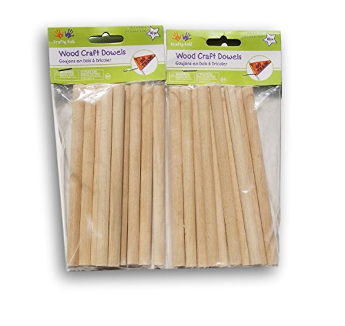 Wood Craft Dowel Rods 6 Inches x .4 Inches Diameter- 20 Count