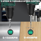 INSPIRITECH 20V Cordless Drill, Brushless Power Drill Set with 2 Batteries and Charger,3/8-Inch Chuck Electric Drill Driver,22 Torque INSPIRITECH