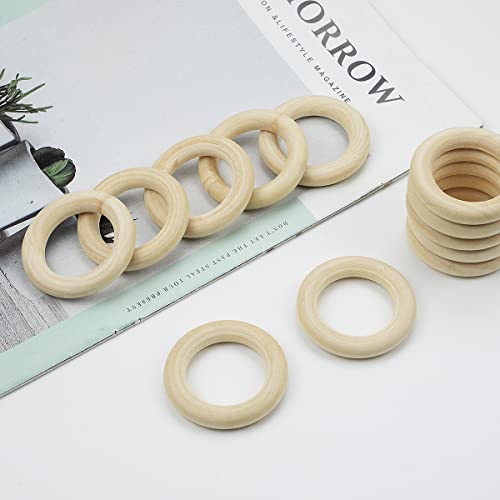 30 Pcs Wooden Rings for Craft, 55mm/2.2inch, Natural Wood Rings for Macrame  Pendant Connectors,Jewelry Making, Decor DIY Craft