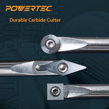 POWERTEC 71825 Carbide Tipped Woodturning Tool 3 Piece Set, Small/Medium Wood Lathe Turning Tools with Flat Edge Square, Round and Diamond, Wood POWERTEC