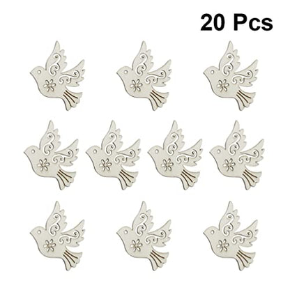 SEWACC 20pcs Wooden Birds Slices Unfinished Wood Pigeon Cutouts Animals Ornaments Wood Cartoon Pieces Embellishments Slices Decoration for DIY Crafts