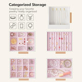 HOOBRO Jewelry Box for Women, Wooden Jewelry Organizer with Transparent Window, 4-Layer Jewelry Organizer Box, Jewelry Holder Organizer for Earrings, HOOBRO