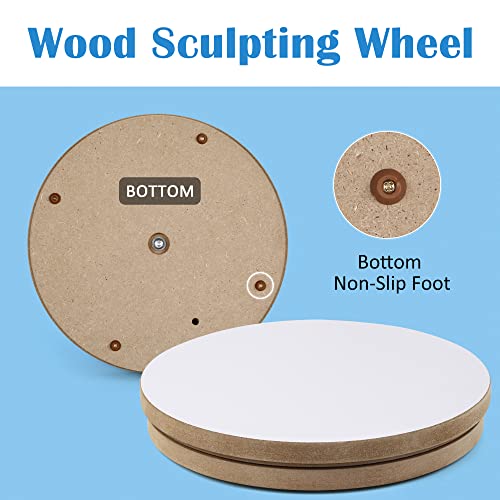 Falling in Art 12 Banding Wheel, Wood Turn Table Sculpting Wheel for Pouring, Painting, Spraying - Round Lightweight Sculpting Stand Wood Base for