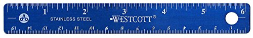 Westcott Stainless Steel Office Ruler with Non Slip Cork Base, 6-Inch (10414) Westcott