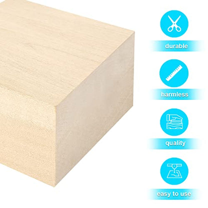 QTLCOHD 6Pcs Basswood Carving Blocks 4x4x2 Inch Whittling Wood Blocks Unfinished Wood Blocks Wood Carving Blocks for Beginner to Expert, Wood Carving - WoodArtSupply