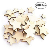 Sewroro 200pcs Wooden Stars Unfinished Wood Star Pieces Mini Unfinished Wood Craft Star Craft Wood for Making Wedding Crafts Sewroro
