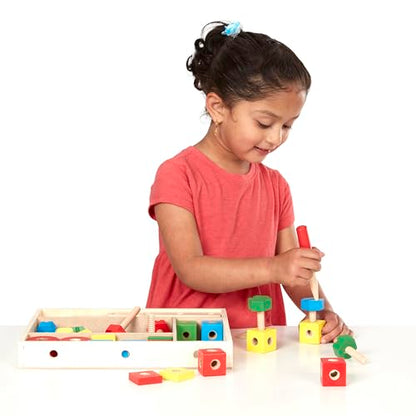 Melissa & Doug Wooden Construction Building Set in a Box (48 pcs) - WoodArtSupply