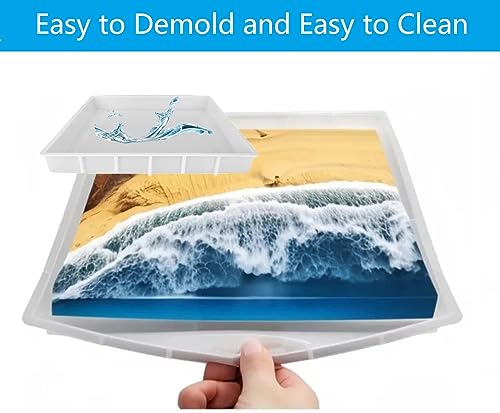 Large Rectangle Resin Table Silicone Molds 16 x 12 Inch Epoxy Resin Silicone Mold for River Coffee Table, Cutting Boards, Serving Trays, Cheese ModWgGuo