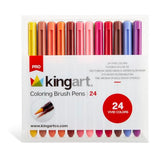 KINGART Pro, Water-Based Ink, Set of 24 Unique & Vivid Colors Brush Pens, Assorted 24 Piece KINGART