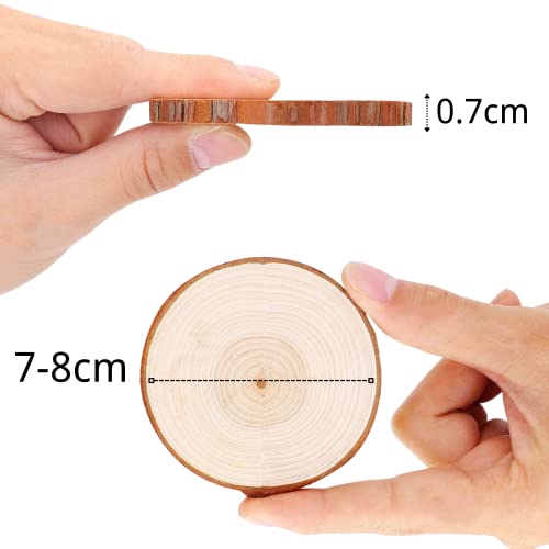 Natural Wood Slices TICIOSH Craft Unfinished Wood kit Predrilled with Hole Wooden Circles for DIY Crafts Wedding Decorations Christmas Ornaments Arts TICIOSH
