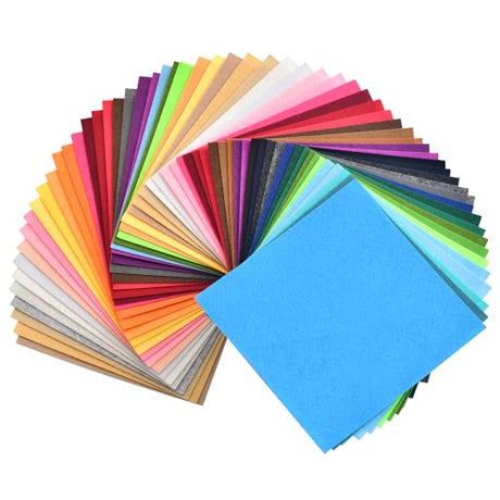 60Pcs Felt Fabric Sheets - 6 x 6 Inch, 1mm Thick Non-Woven Fabric in 60 Assorted Colors - Perfect for Patchwork, School Projects and Creative Simetufy