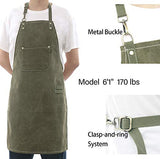 Tobyan No-Tie Canvas Apron Heavy-Duty 16OZ Work Apron with Front Pocket Extra Long Straps Adjustable M–XXL Tobyan