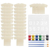 Attatoy Sports Kids’ Wooden Craft Kit (Party-Pack); Sport Jersey Decorating Art Painting Set w/ 25 Sports Shirt Cutouts Attatoy
