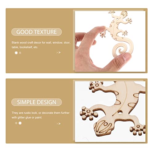Sewroro Wooden Toys Wooden Flowers 50 Sets Wooden Lizard Cutout Lizard Shape Unfinished Wood Craft Cutouts Wood Gecko to Paint with Ropes for Arts Sewroro