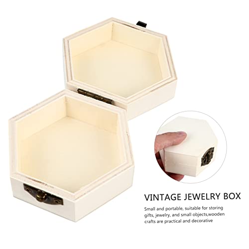Abaodam 2pcs Hexagonal Jewelry Box Unfinished Wooden Wedding Kids Jewelry Organizer Jewelry Organizer Clear Jewelery Organizer Treasure Chest for Abaodam