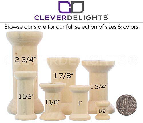 CleverDelights 1/2" x 1/2" Wood Spools - 50 Pack - Empty Craft Spools CleverDelights