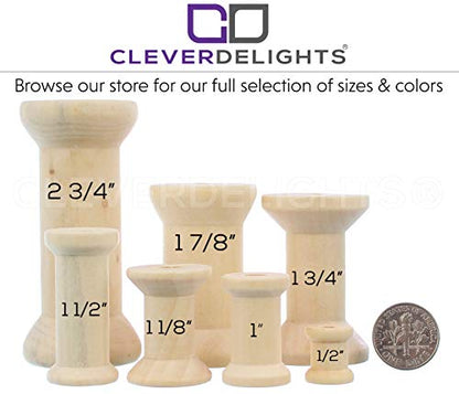 CleverDelights 2 3/4" x 1 1/4" Wood Spools - 5 Pack - Empty Craft Spools - WoodArtSupply