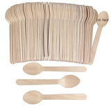 Disposable Wooden Spoons -Packe of 100, 6.3 Inch Biodegradable Compostable Spoons - Natural Wooden Utensils for Birthday Party, Camping, Picnic, BBQ, EZYoutdoor