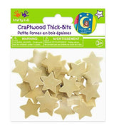 Wood Stars - Unpainted Wooden Thick Bits for Crafts - 30 Pieces - 0.75 Inch Across- 0.23 Inches Thick Krafty Kids