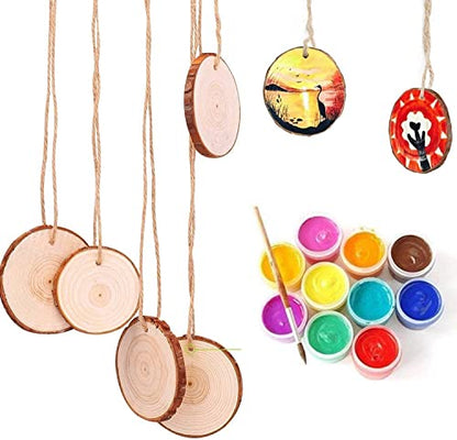 Natural Wood Slices TICIOSH Craft Unfinished Wood kit Predrilled with Hole Wooden Circles for DIY Crafts Wedding Decorations Christmas Ornaments Arts