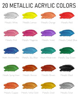 Nicpro Metallic Acrylic Paint Set (8.45 oz, 250 ml), 20 Colors Large Acrylic Paint Bulk, Non Toxic Art Painting Supplies for Multi Surface Canvas Nicpro