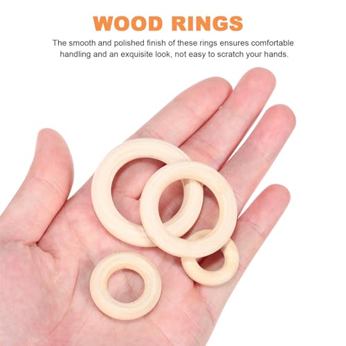 KALLORY Macrame Wooden Rings 80pcs Unfinished Solid Large Wooden Circle Round Ring Macrame Plant Hanger for DIY Craft Pendant Connectors Jewelry KALLORY