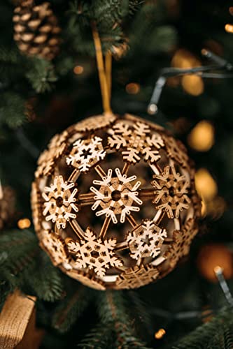 3D Wooden Christmas Ball Puzzle Kit by Wood Trick - Festive DIY Decor for All Ages - WoodArtSupply