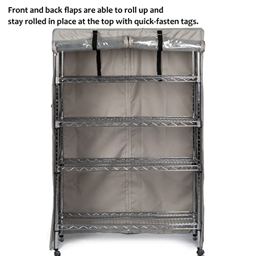 YLOVAN Storage Shelf Cover Wire Rack Shelving Dust Protective, Fits Racks 36''Wx14''Dx54''H One Side See Through Panel (Cover only) - WoodArtSupply