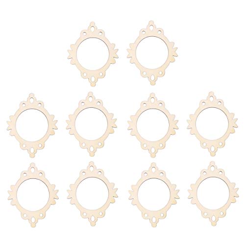 Amosfun Unfinished Wood Cutout Photo Frame Mini Picture Frame Wooden Shape Pieces Craft Embellishments Ornament for DIY Crafts 10pcs Amosfun