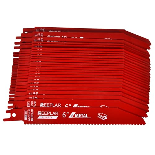 25 Pack 6 inch 14/18 TPI Bi-Metal Auto Dismantling Sawzall Blade for Metal, 6” 18-TPI Reciprocating Saw Blades Replace Milwaukee and Diablo sawzall - WoodArtSupply