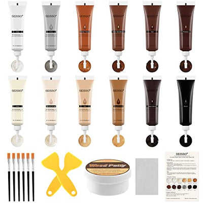 SEISSO Wood Furniture Repair Kit, Wood Putty Repair Fillers, Hardwood Laminate Floor Repair Kit, Restore Any Holes, Scratches, Cracks, Gouges for