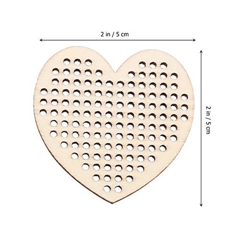 Amosfun 20pcs Heart Shaped Wooden Hanging Tags Blank Hole Paved Cross Stitch Ornament Crafts for DIY Engraving Amosfun