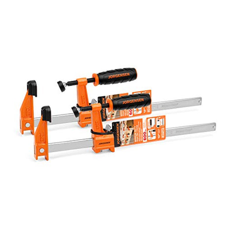 JORGENSEN 2-pack Steel Bar Clamps Set, 12-inch Medium Duty, 600 Lbs Load Limit, for Woodworking Jorgensen