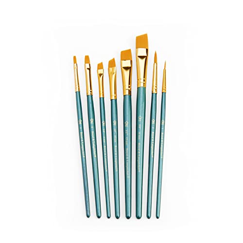 Royal & Langnickel Royal Zip N' Close Gold Taklon Variety 8-Piece Brush Set - WoodArtSupply