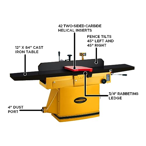 Powermatic 12-Inch Parallelogram Jointer with ArmorGlide, Helical Cutterhead, 3 HP, 1Ph 230V (Model 1285T) Powermatic