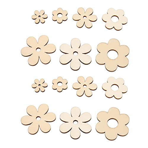 Unfinished Wood, 300 Pieces Unfinished Wood Crafts, Plum Unfinished Wooden Cutouts, Wooden Paint Crafts, Handcraft Grinding Flowers Chip for DIY HERCHR