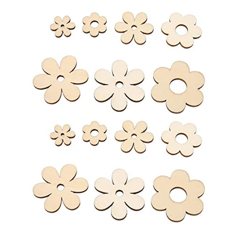 Unfinished Wood, 300 Pieces Unfinished Wood Crafts, Plum Unfinished Wooden Cutouts, Wooden Paint Crafts, Handcraft Grinding Flowers Chip for DIY HERCHR
